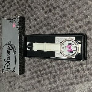 Minnie Mouse Watch with Rhinestones & White Patent Leather Band